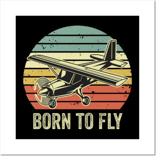 Born To Fly Pilot Funny Aviation Lover Airplane Enthusiast Posters and Art